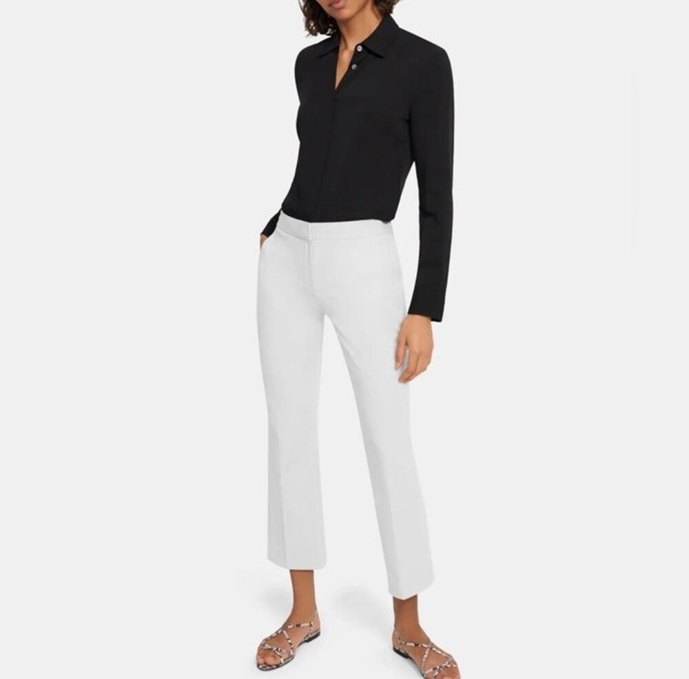 Theory White Stretch Denim Trouser Pants Size 8